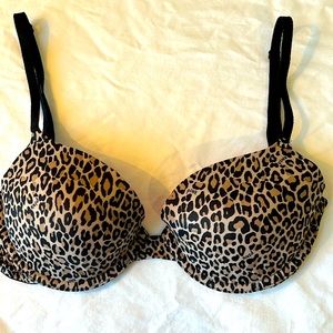 Victoria's Secret Pink 36B lightly padded Demi Bra Cheetah / Hot Pink